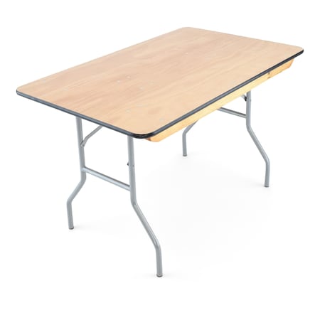 Atlas Commercial Products Titan Series Wood Folding Table, 4 ft x 30 Banquet, Vinyl Edge WFT5-3048